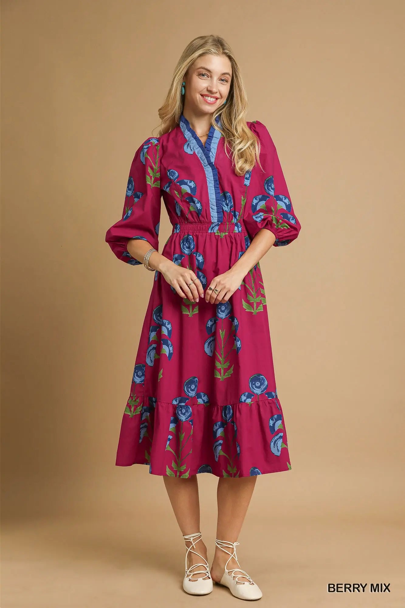 Umgee Sweet Berry Midi Dress