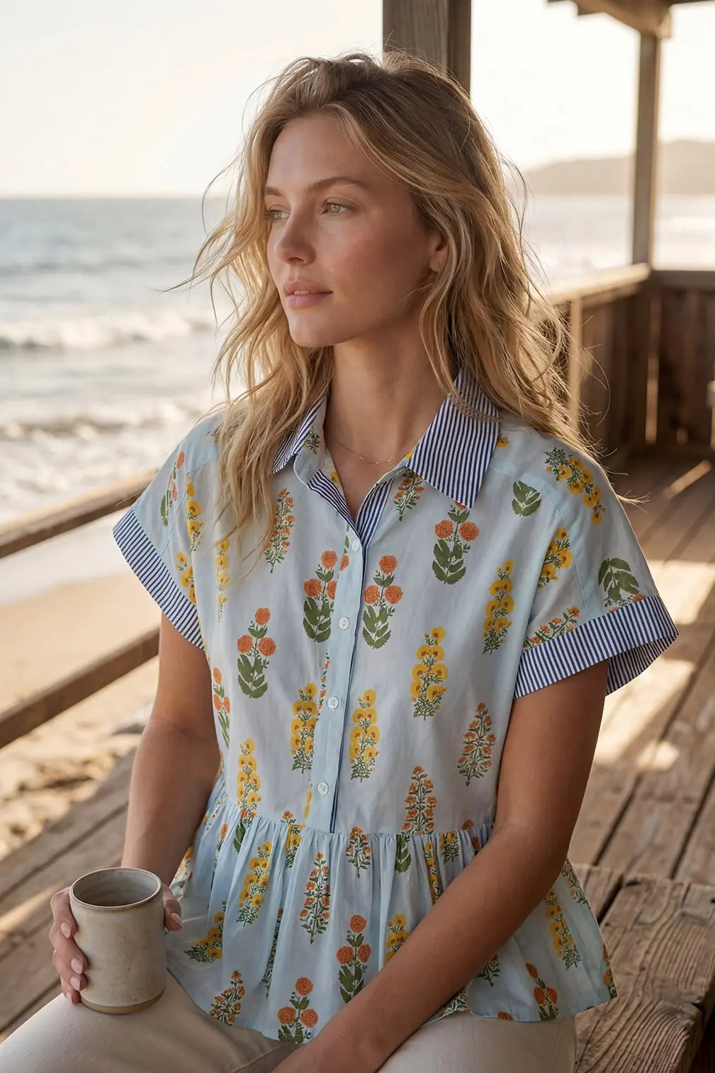 She + Sky Print Top Floral
