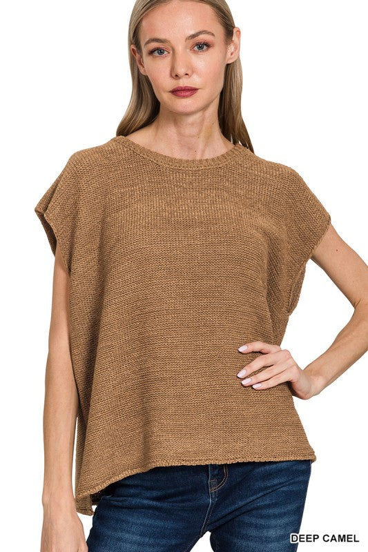 Zenana Walnut Weave Cap-Sleeve Top