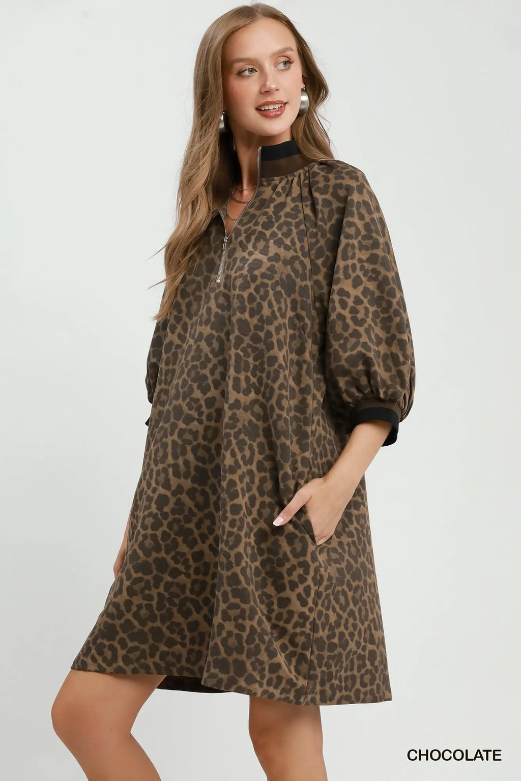 Umgee Chocolate Leopard Dress