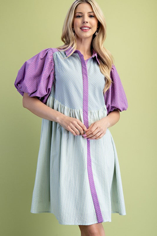 GiGio  Purple Mix Seersucker Dress