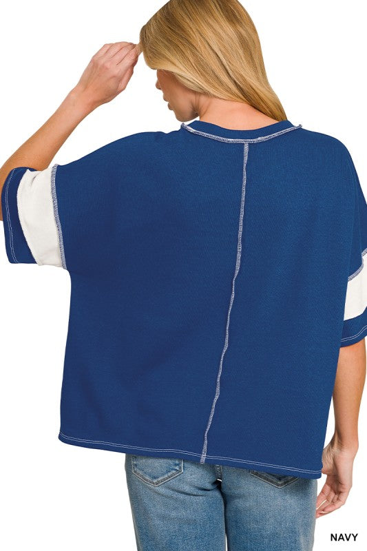 Zenana French Terry Stripe Top