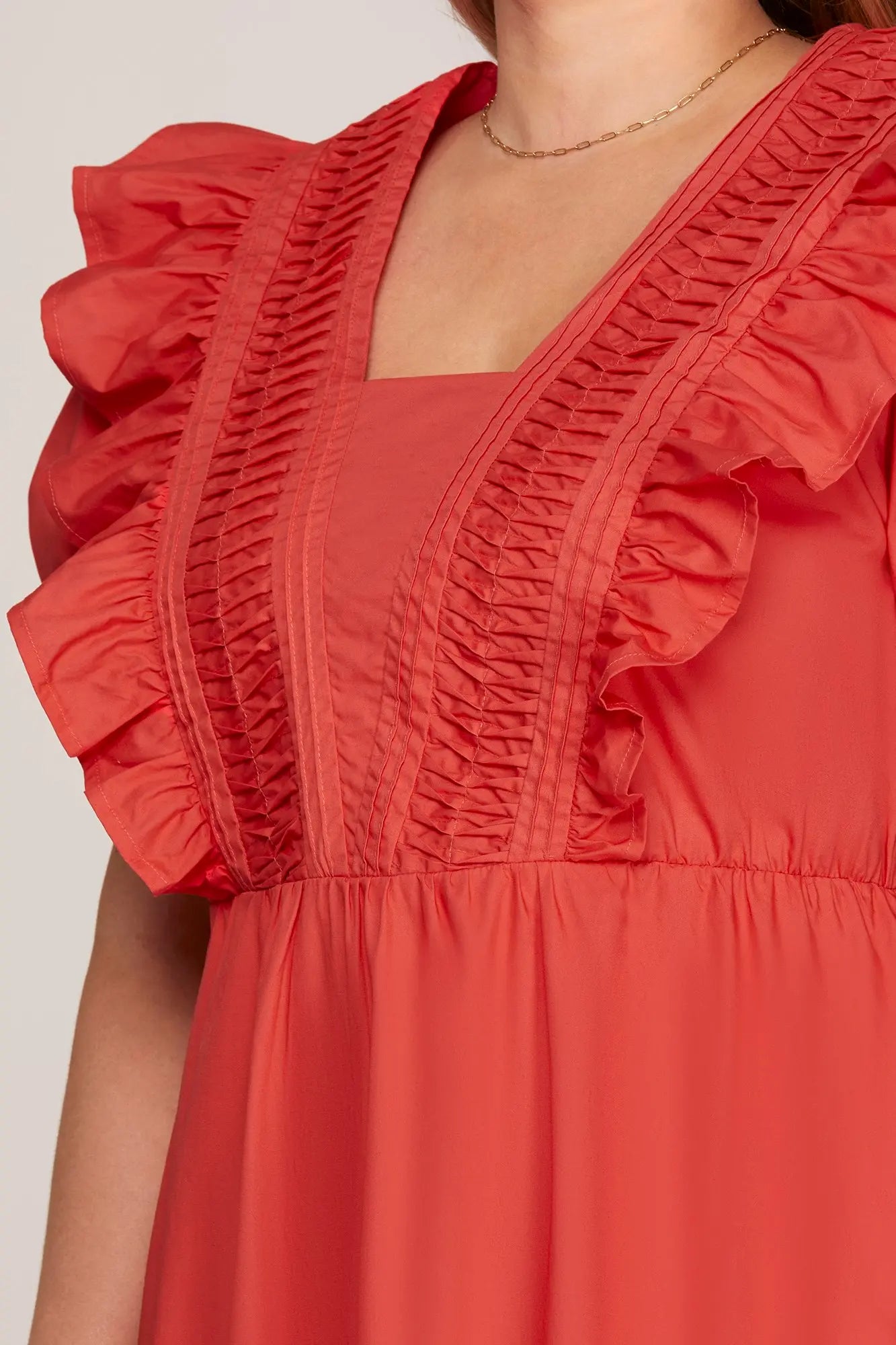 She + Sky Pintuck Ruffle Dress