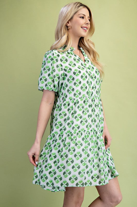 Gigio Geo Dress with Decorative Buttons
