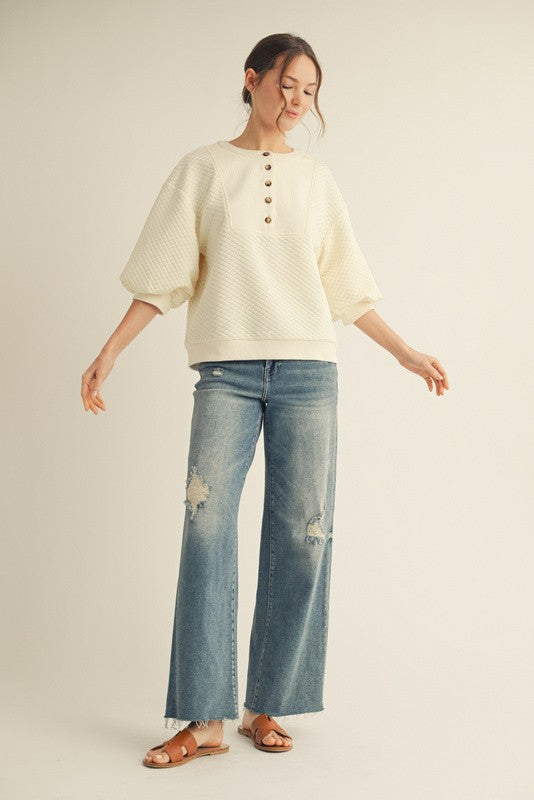 Jodifl Ivory Textured Top