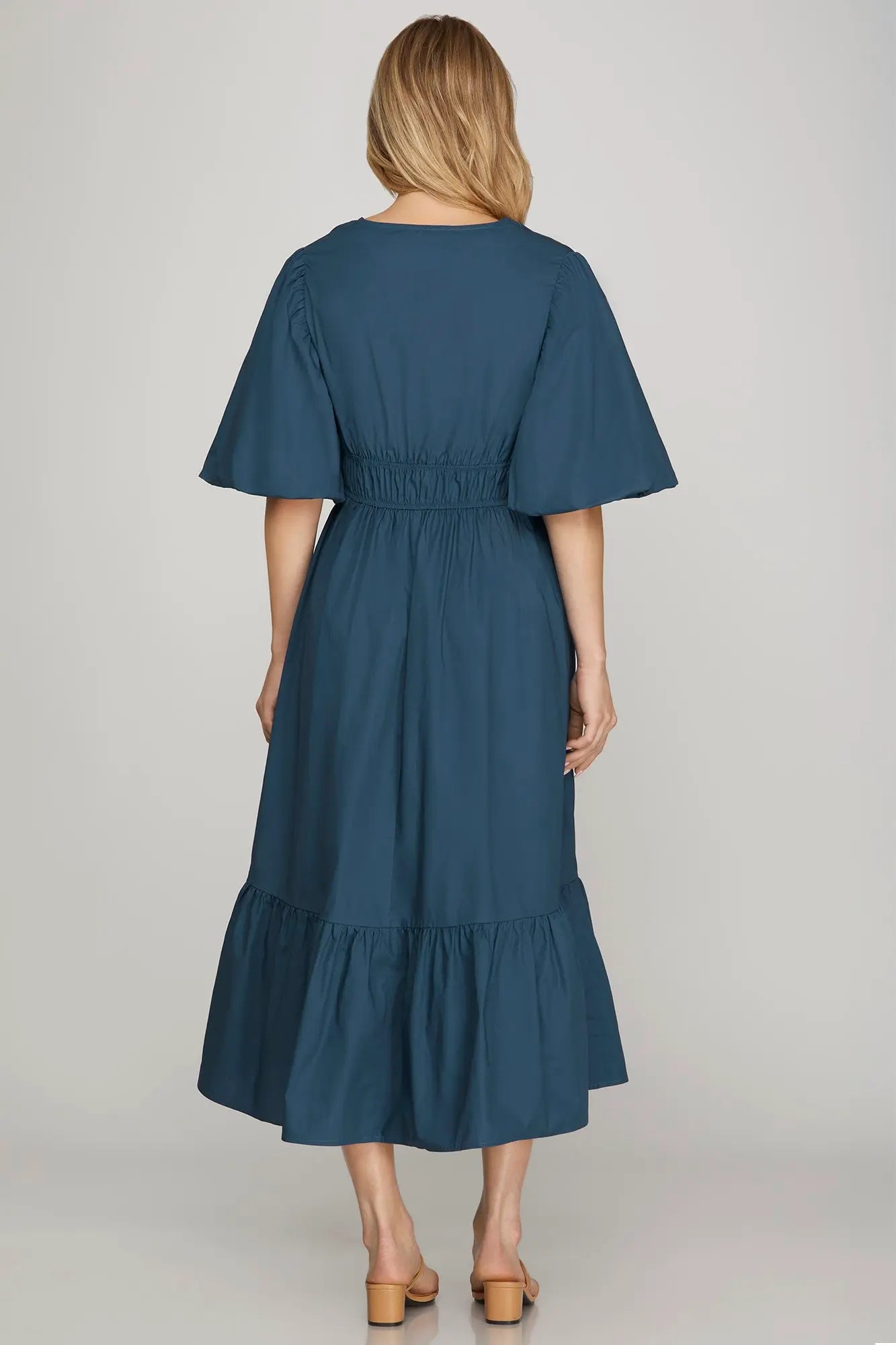 She + Sky Teal Midi Dress