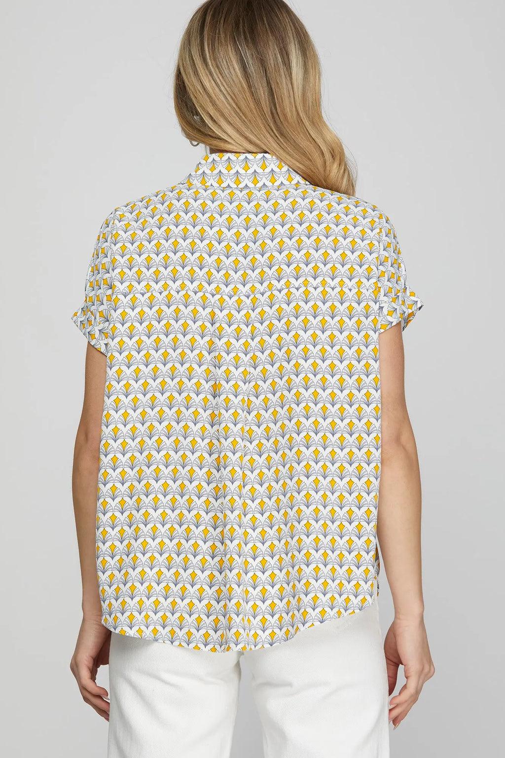 She + Sky Yellow Print Top