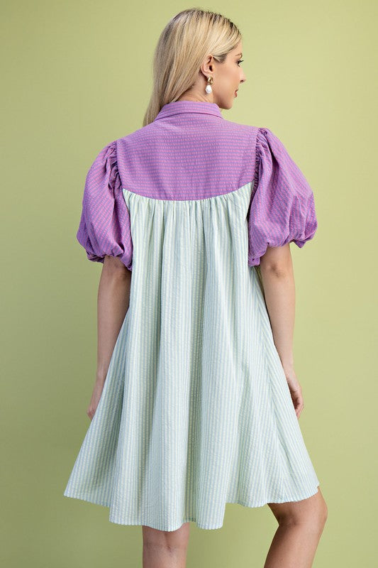 GiGio  Purple Mix Seersucker Dress