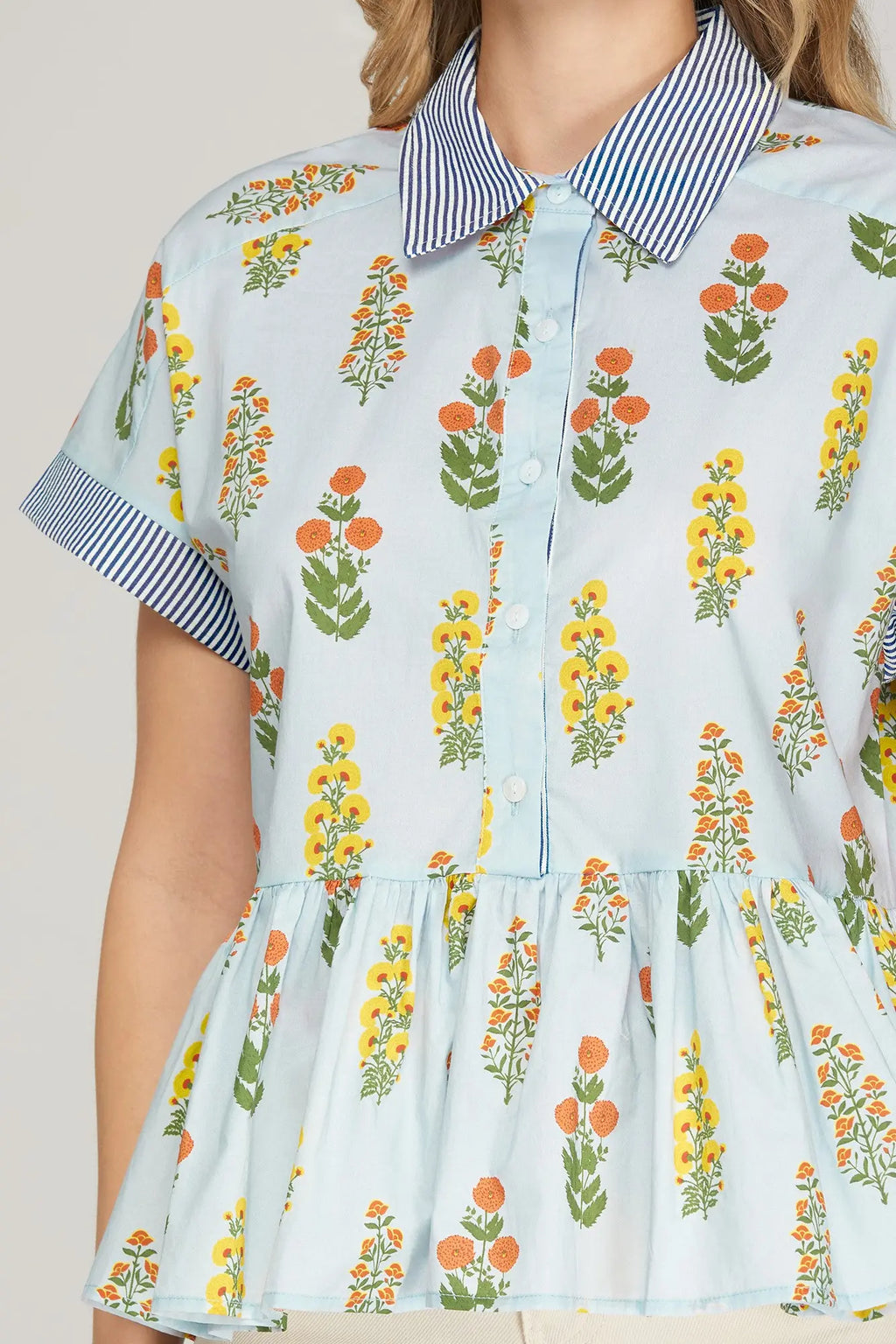 She + Sky Print Top Floral