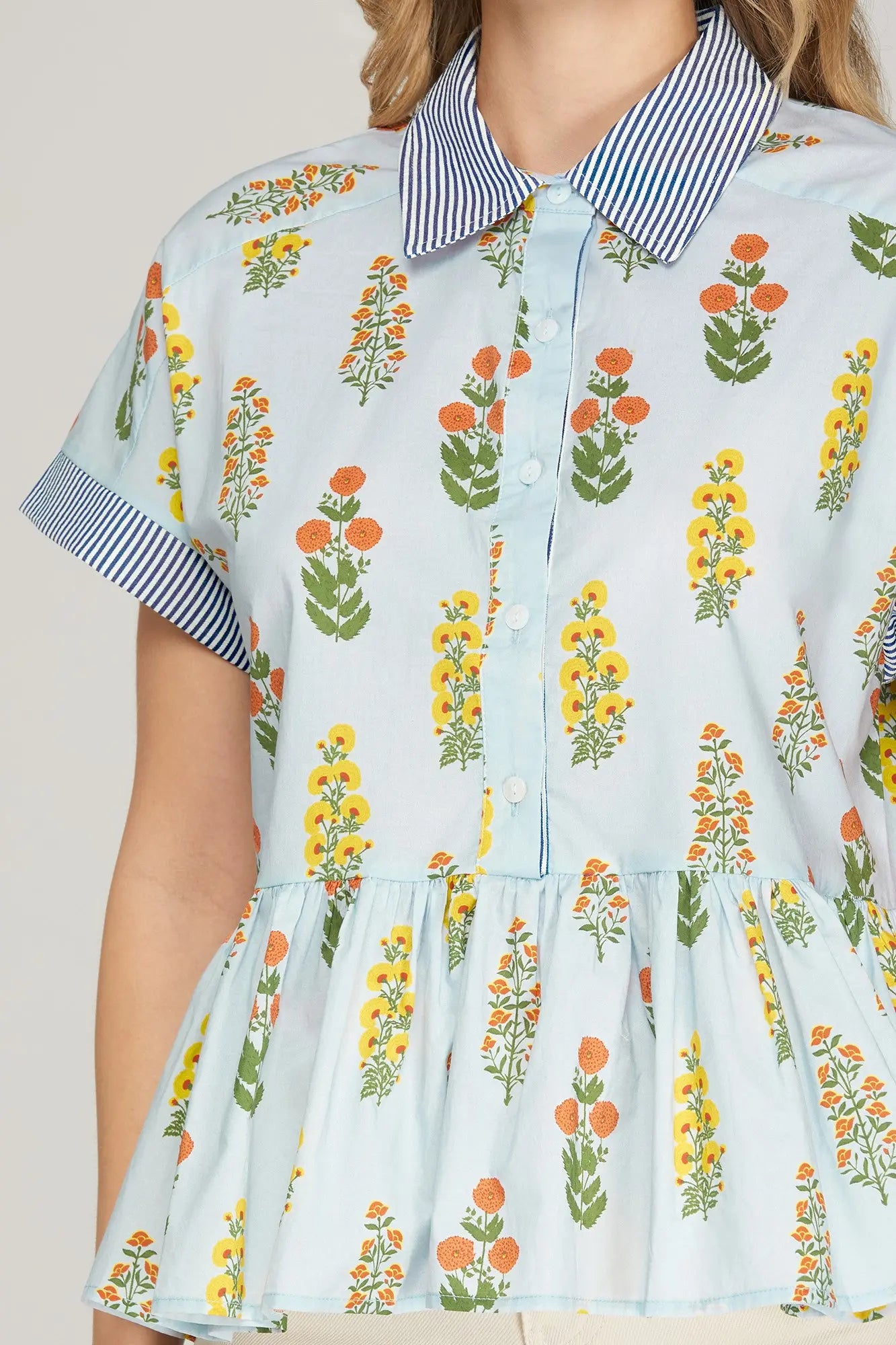 She + Sky Print Top Floral