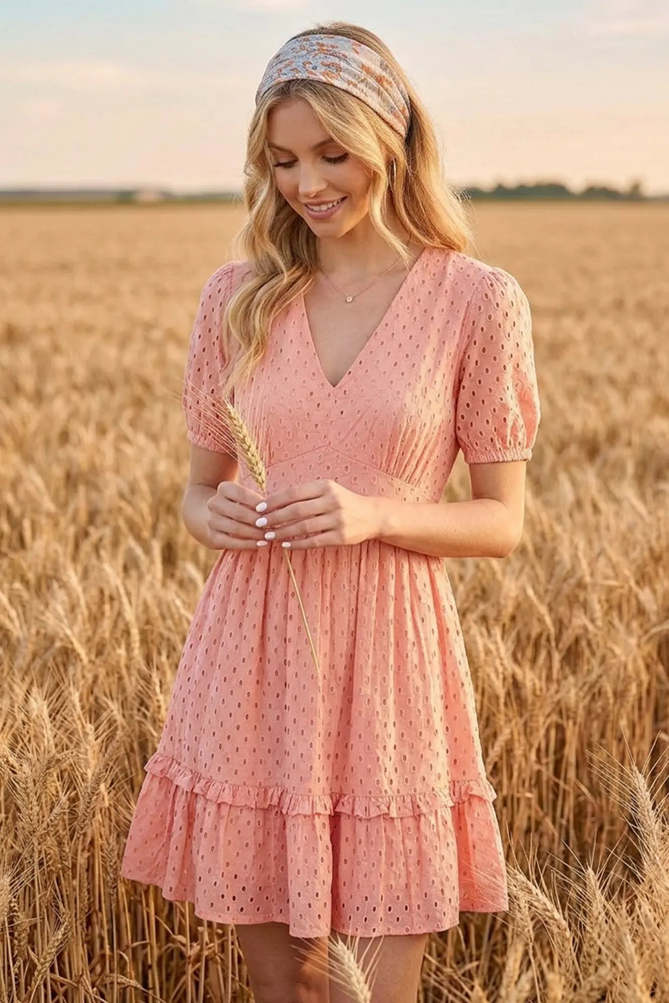 She + Sky Rose Eyelet Dress