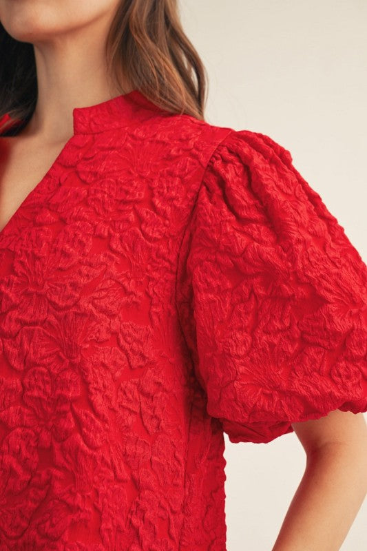 Jodifl Red Jacquard Midi Dress