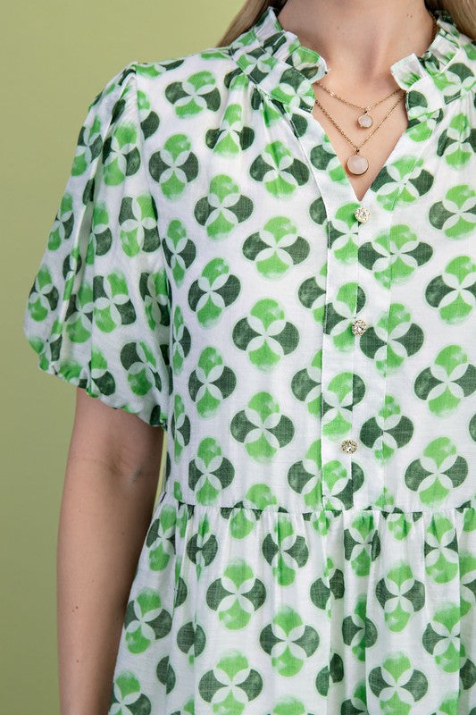 Gigio Geo Dress with Decorative Buttons