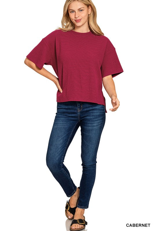 Zenana Waffle Knit Top