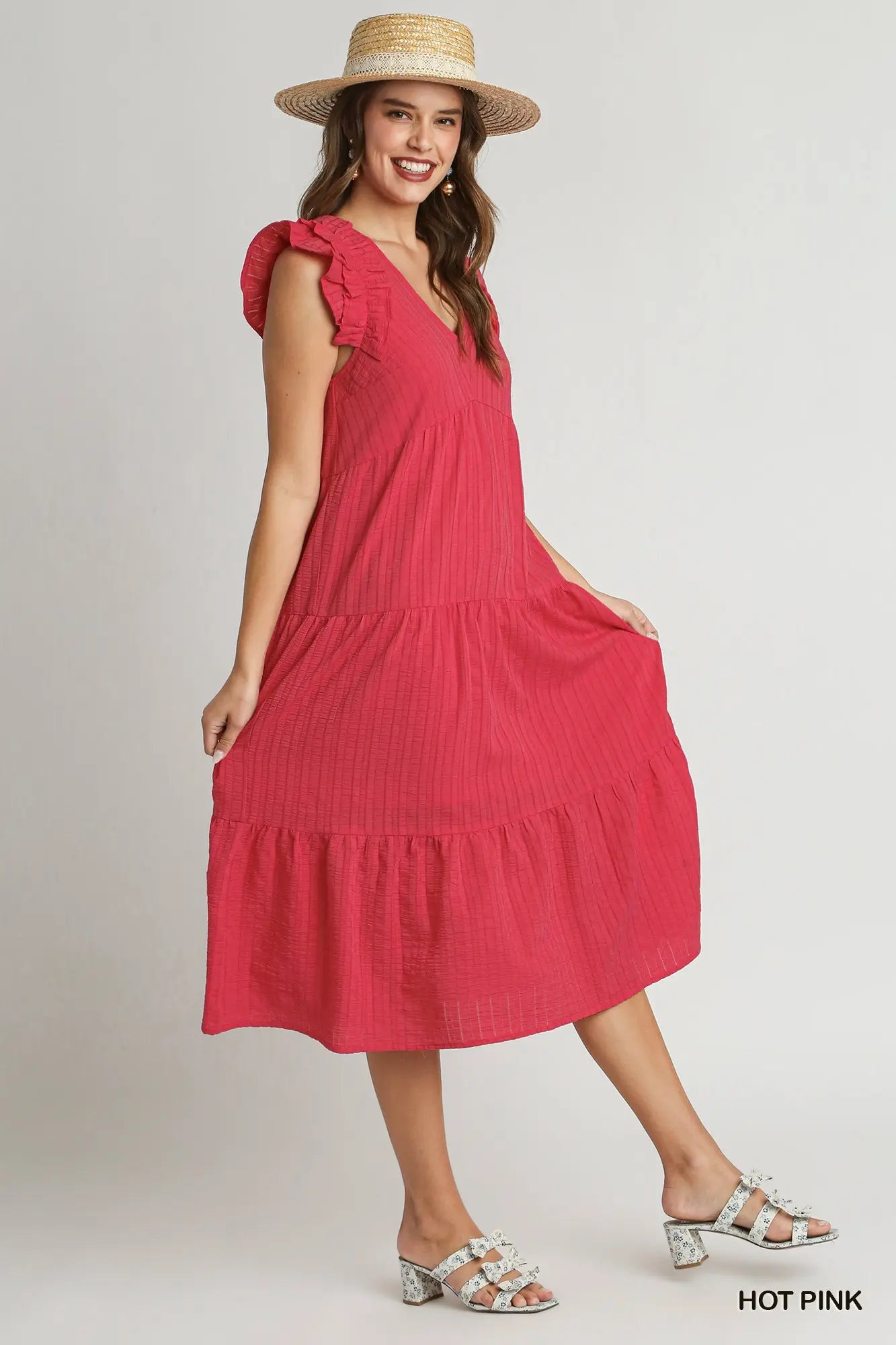 Umgee The Hot Pink Seersucker Dress