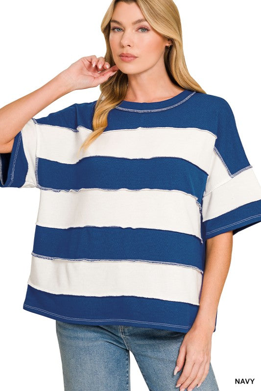 Zenana French Terry Stripe Top