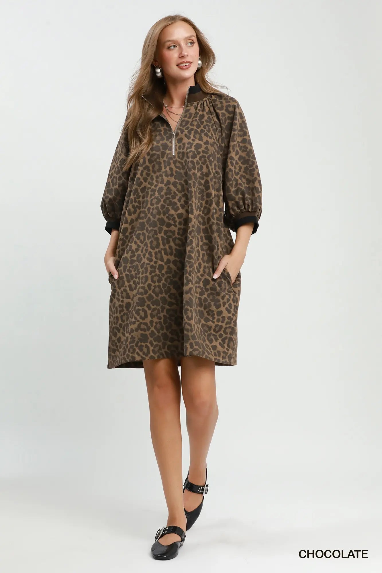 Umgee Chocolate Leopard Dress