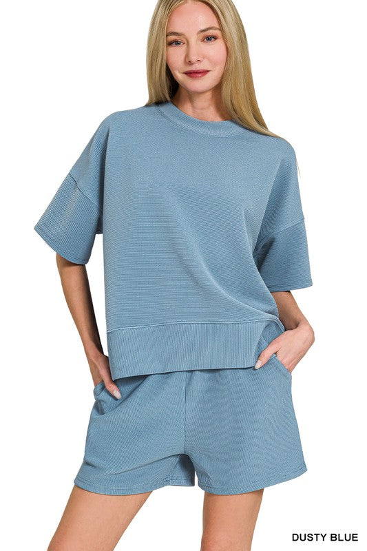 Zenana Ribbed Short Set