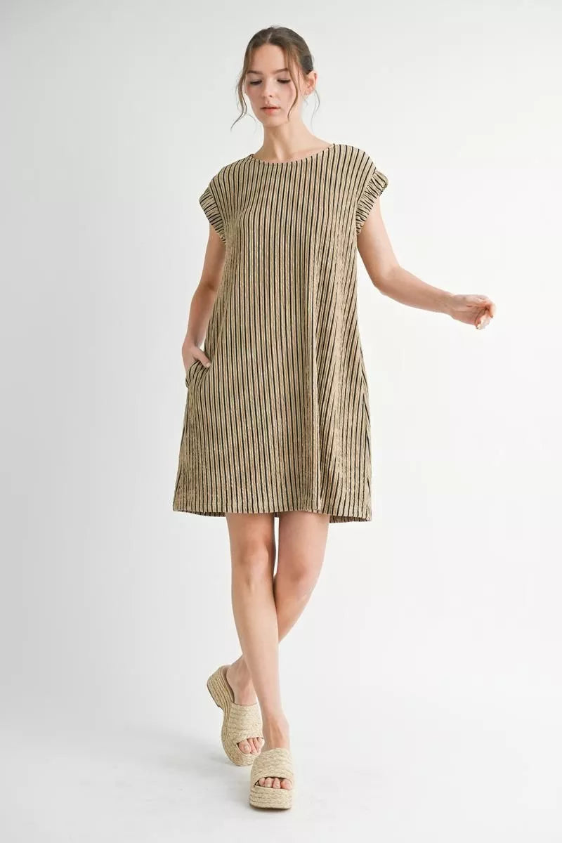 Jodifl Taupe Stripe Dress