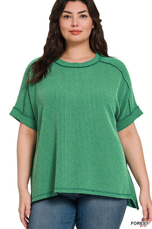 Evergreen Ease Ribbed Dolman Top