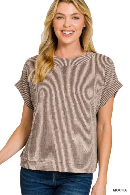 Zenana Raised Rib Cap Sleeve Top