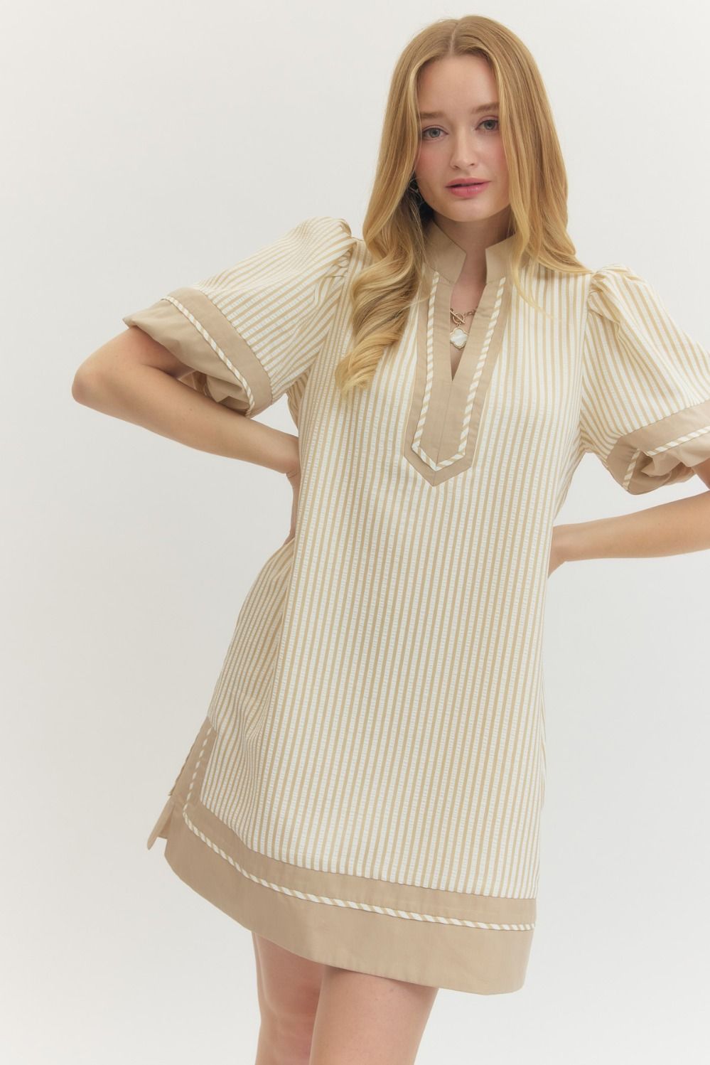 Entro Taupe Stripe Dress