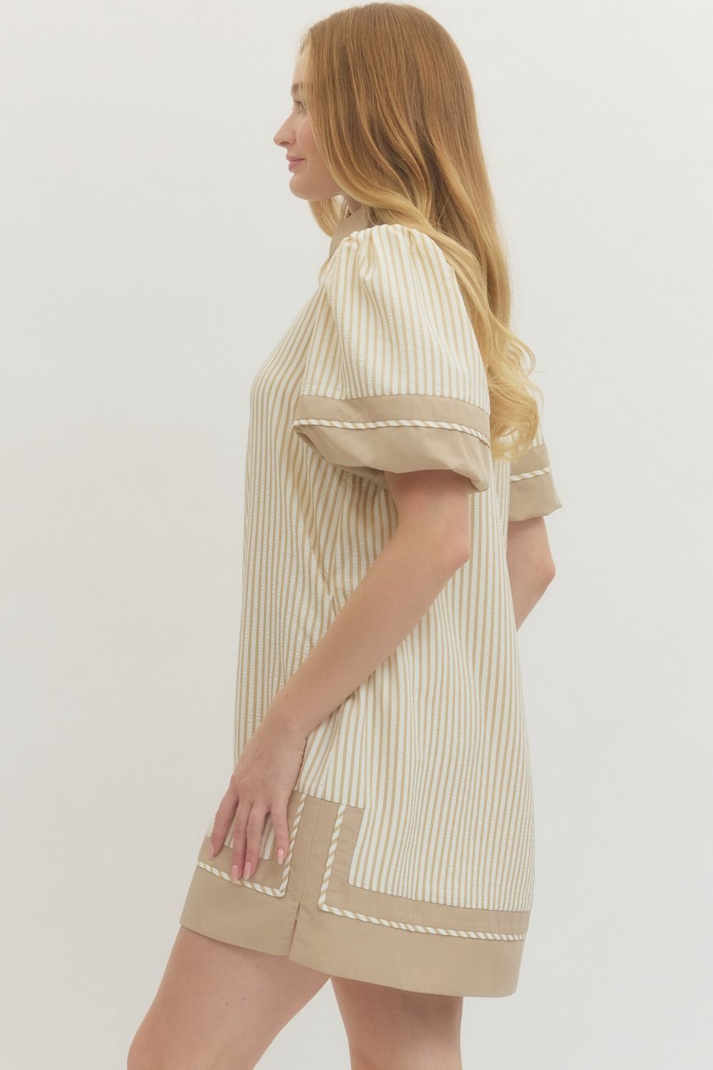 Entro Taupe Stripe Dress
