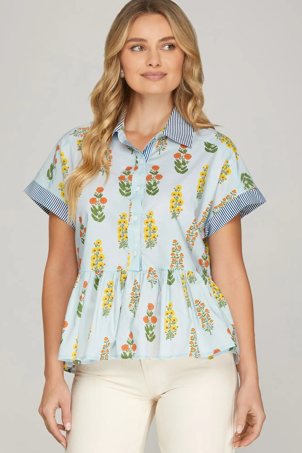 She + Sky Print Top Floral