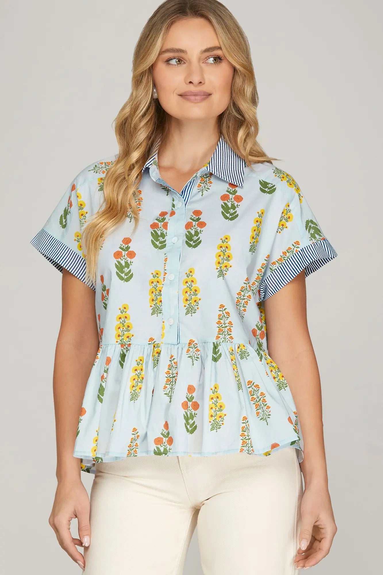 She + Sky Print Top Floral