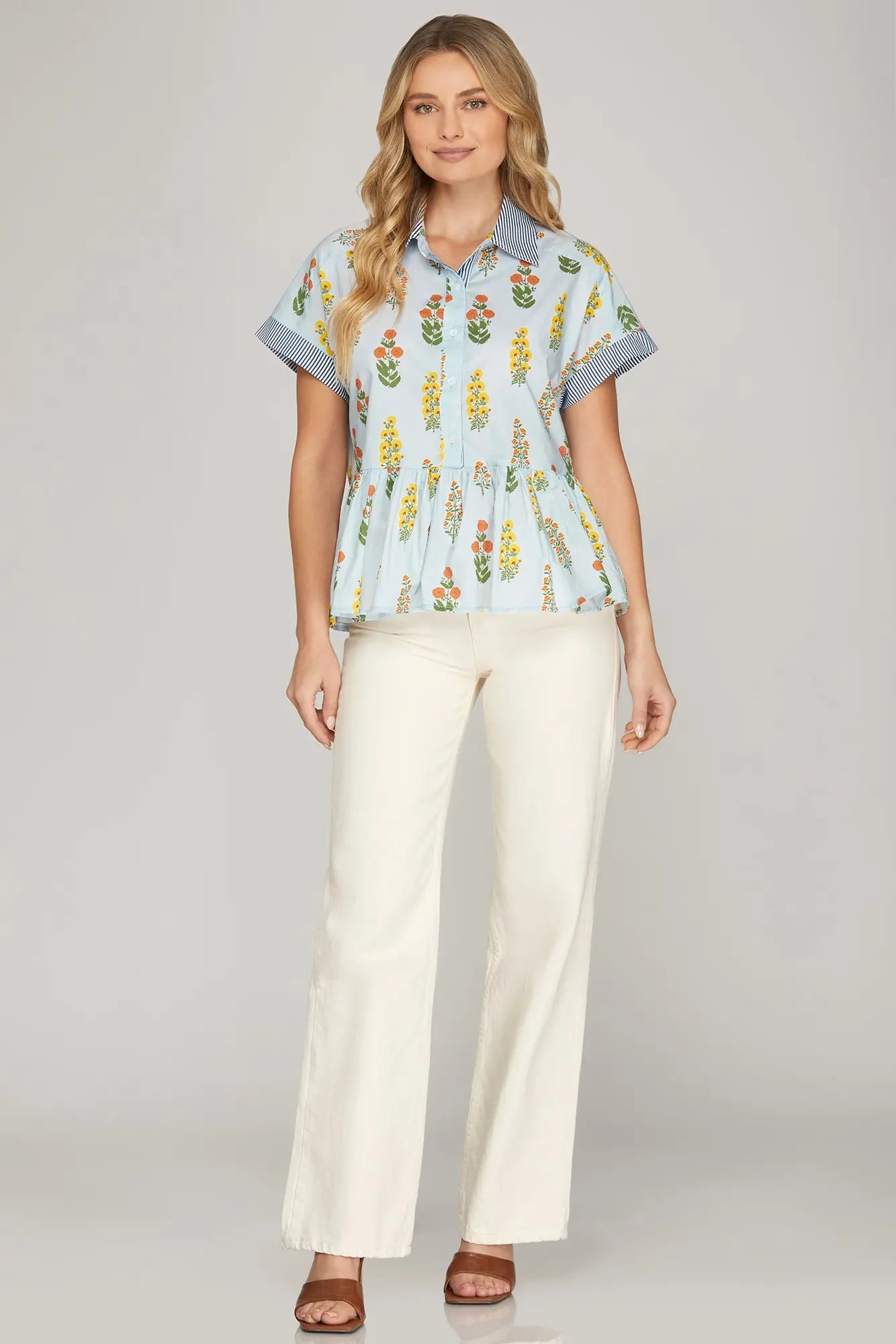 She + Sky Print Top Floral