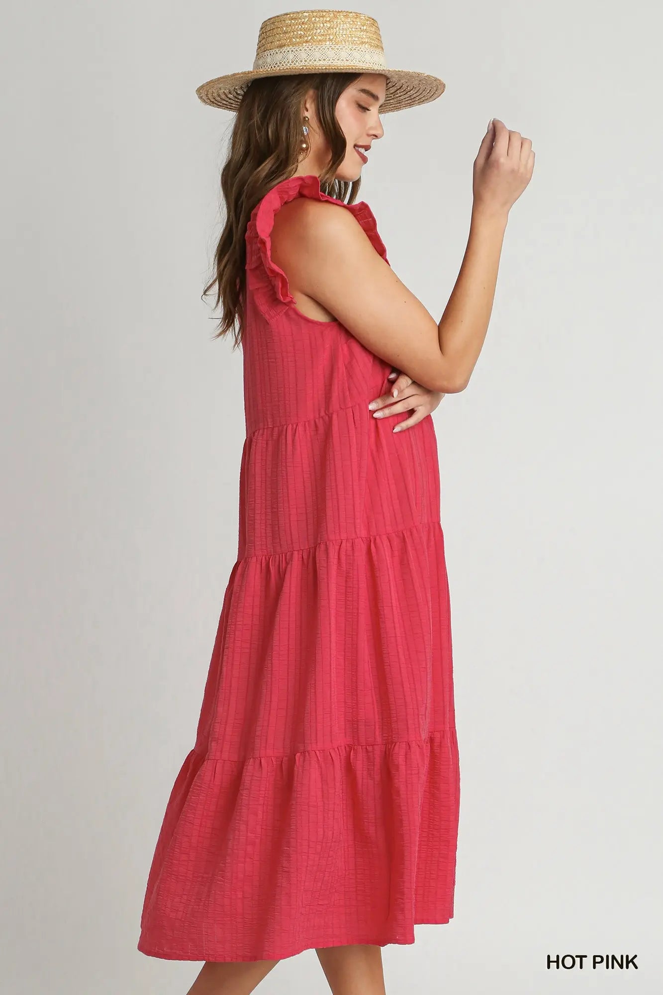 Umgee The Hot Pink Seersucker Dress