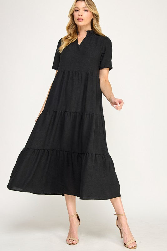 2Hearts Black Tiered Maxi