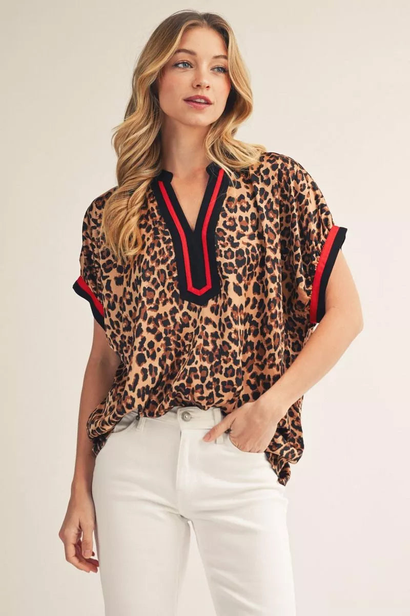Jodifl Leopard Contrast Top