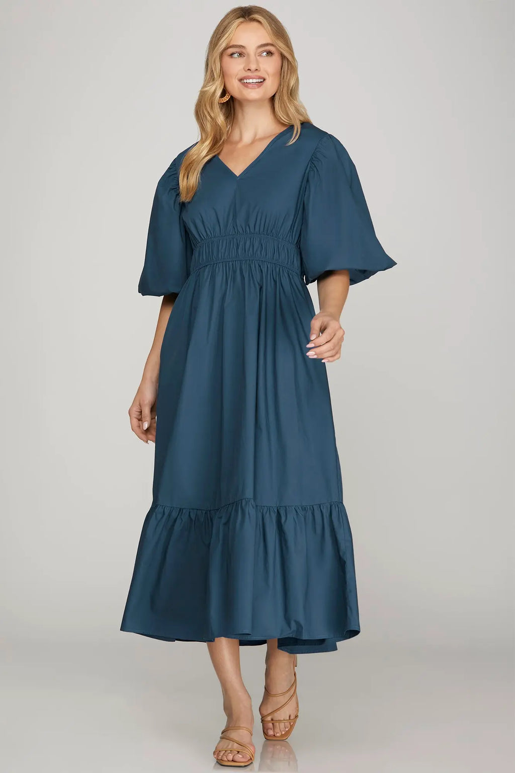 She + Sky Teal Midi Dress
