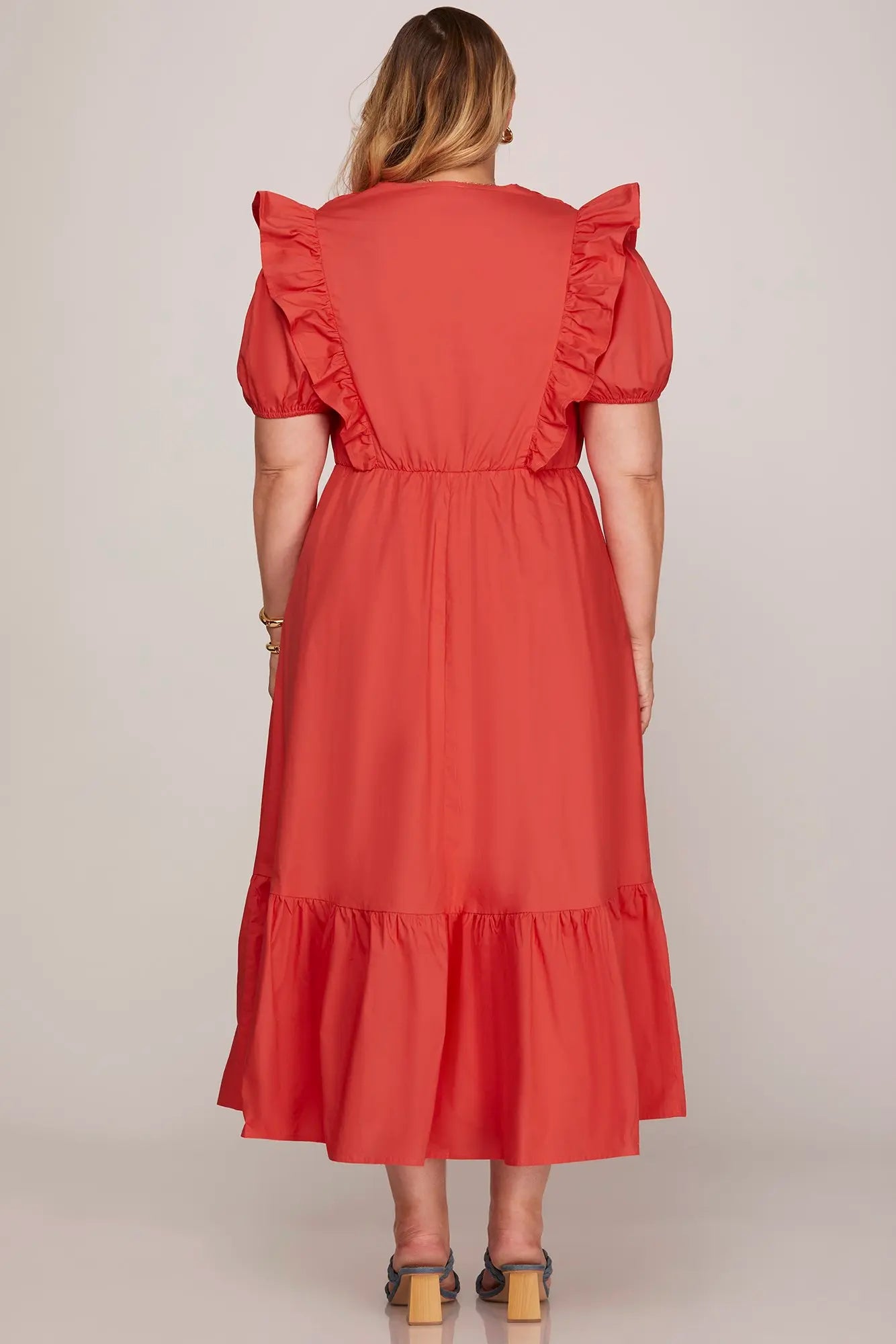 She + Sky Pintuck Ruffle Dress