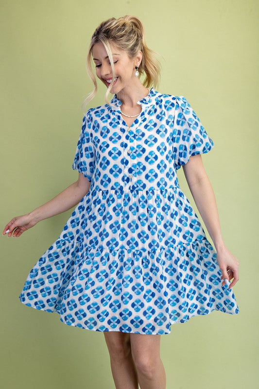 Gigio Geo Dress with Decorative Buttons