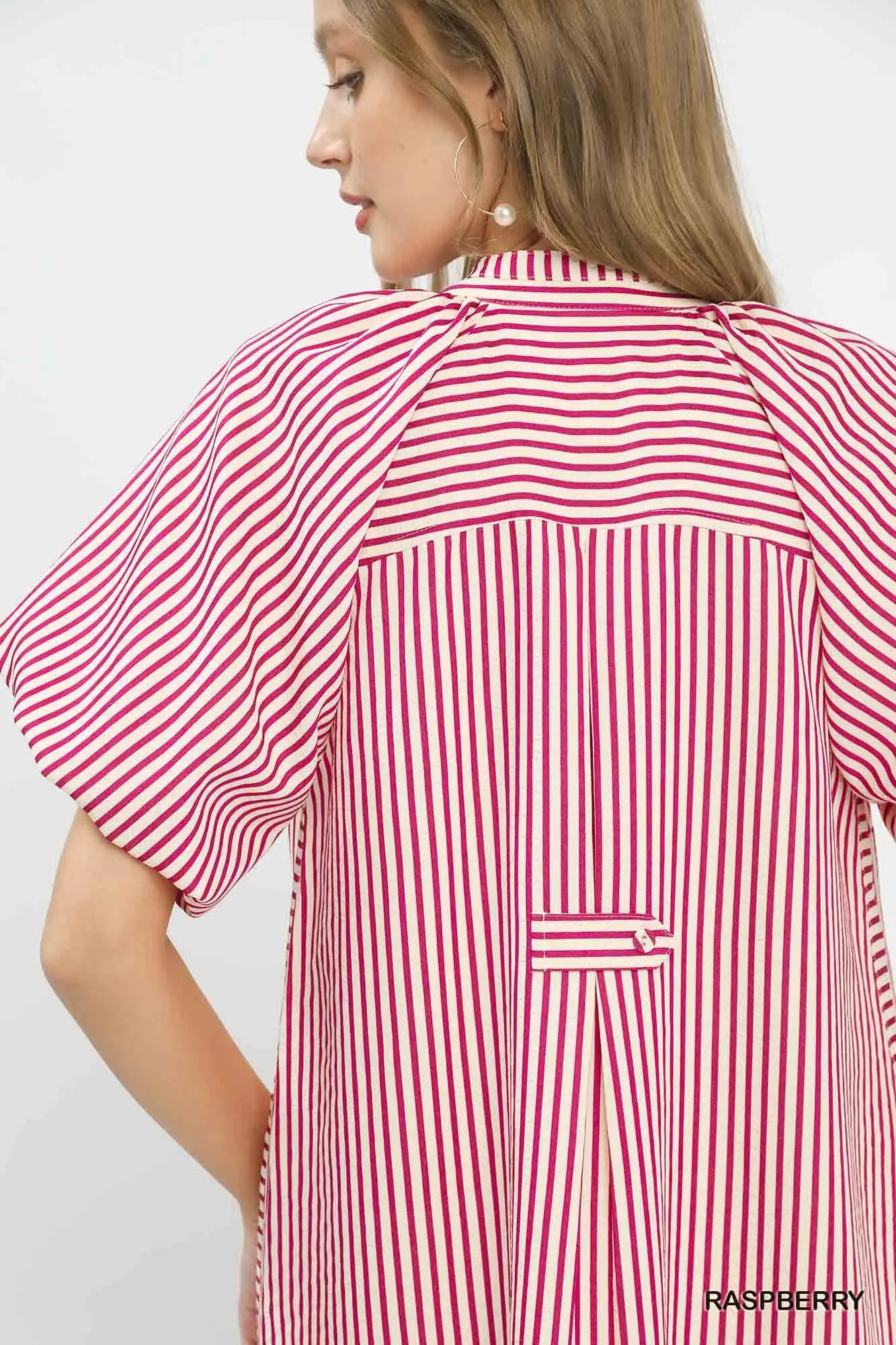 Umgee Raspberry Stripe Short Dress