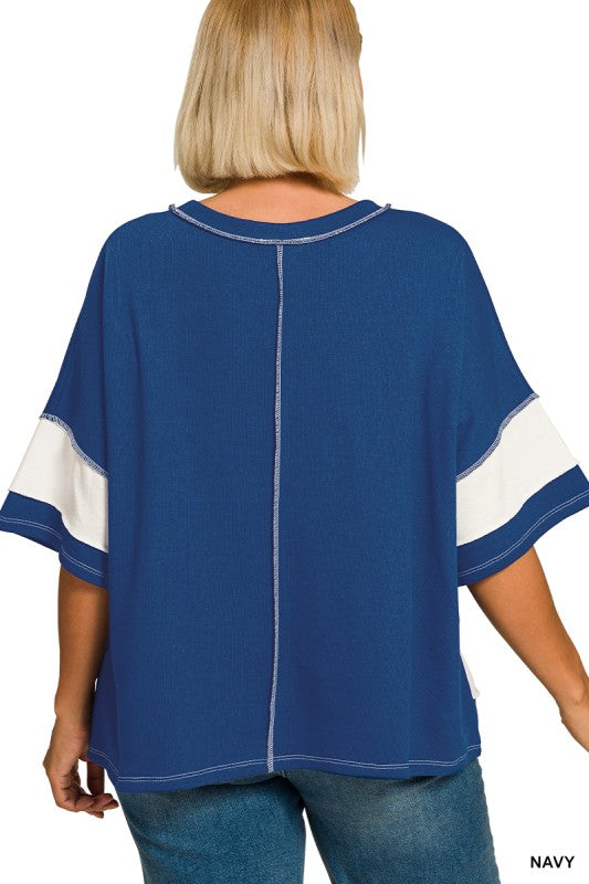 Zenana Plus French Terry Stripe Top