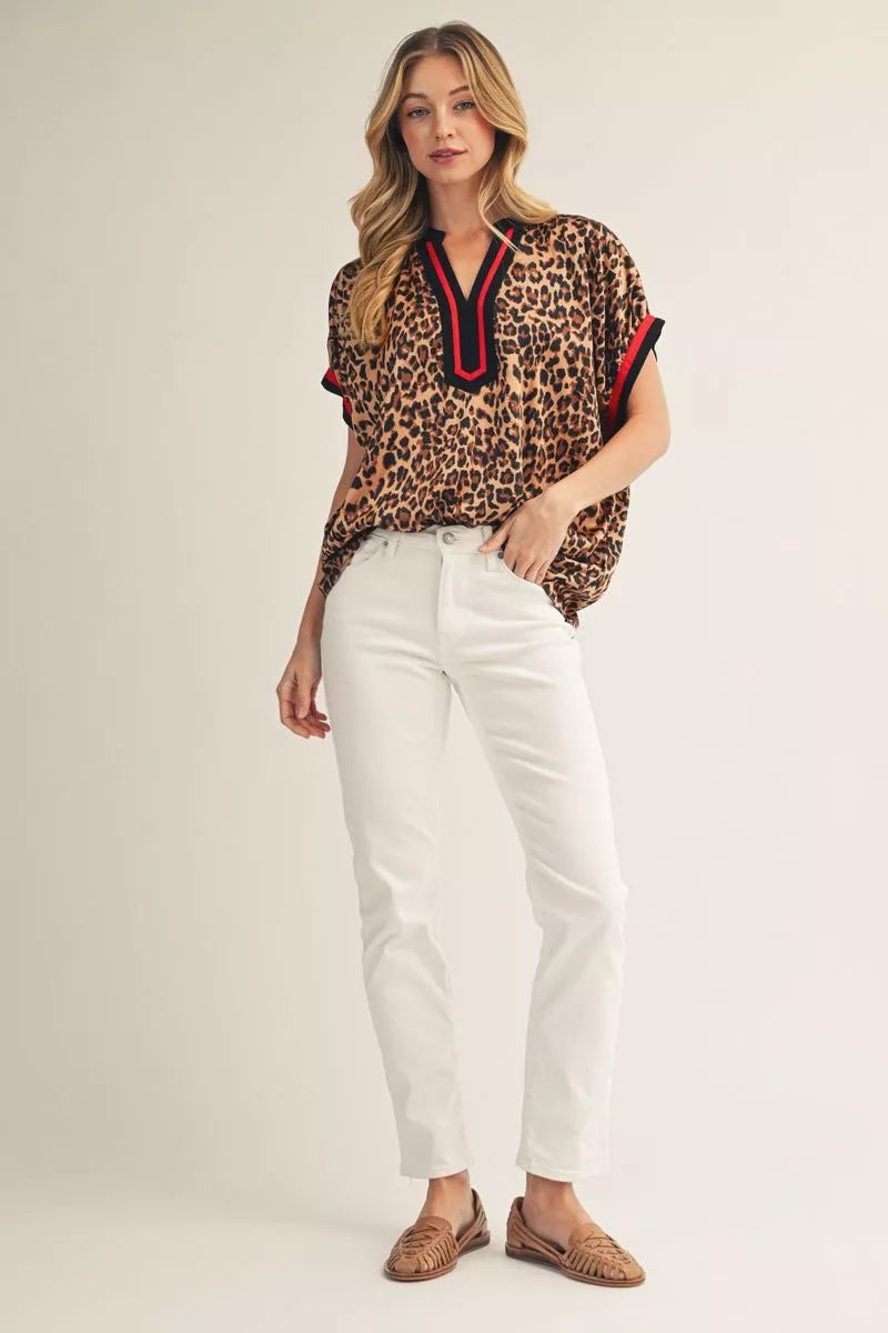 Jodifl Leopard Contrast Top