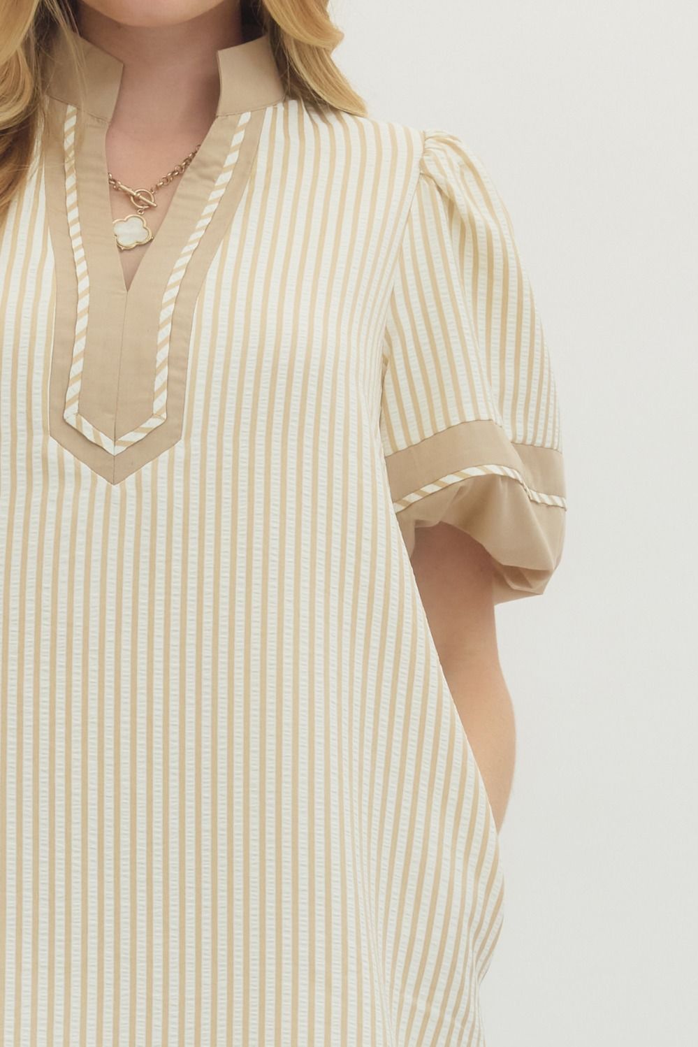 Entro Taupe Stripe Dress