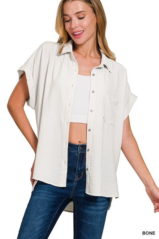Zenana Button Down Woven Top