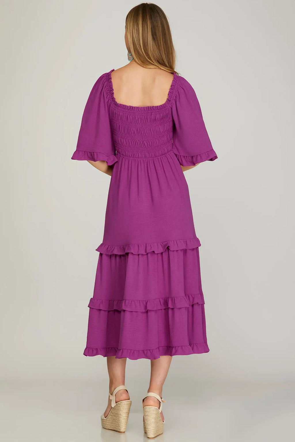 She + Sky Violet Smock Tiered Dress