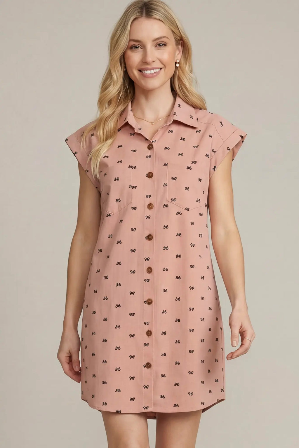 She + Sky Button Down Bow Dress