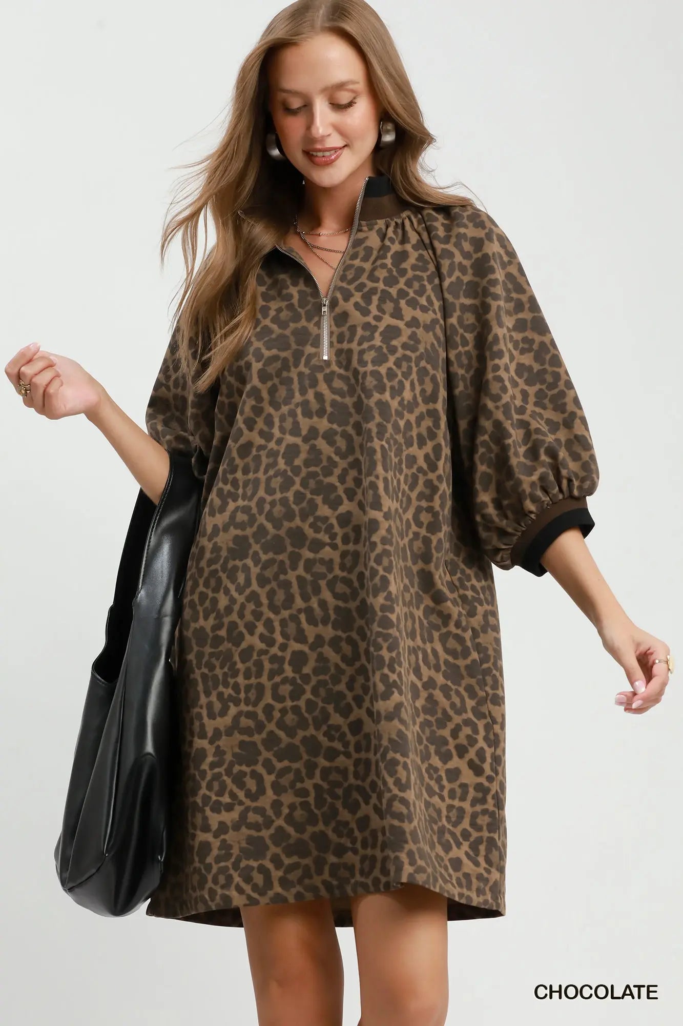 Umgee Chocolate Leopard Dress