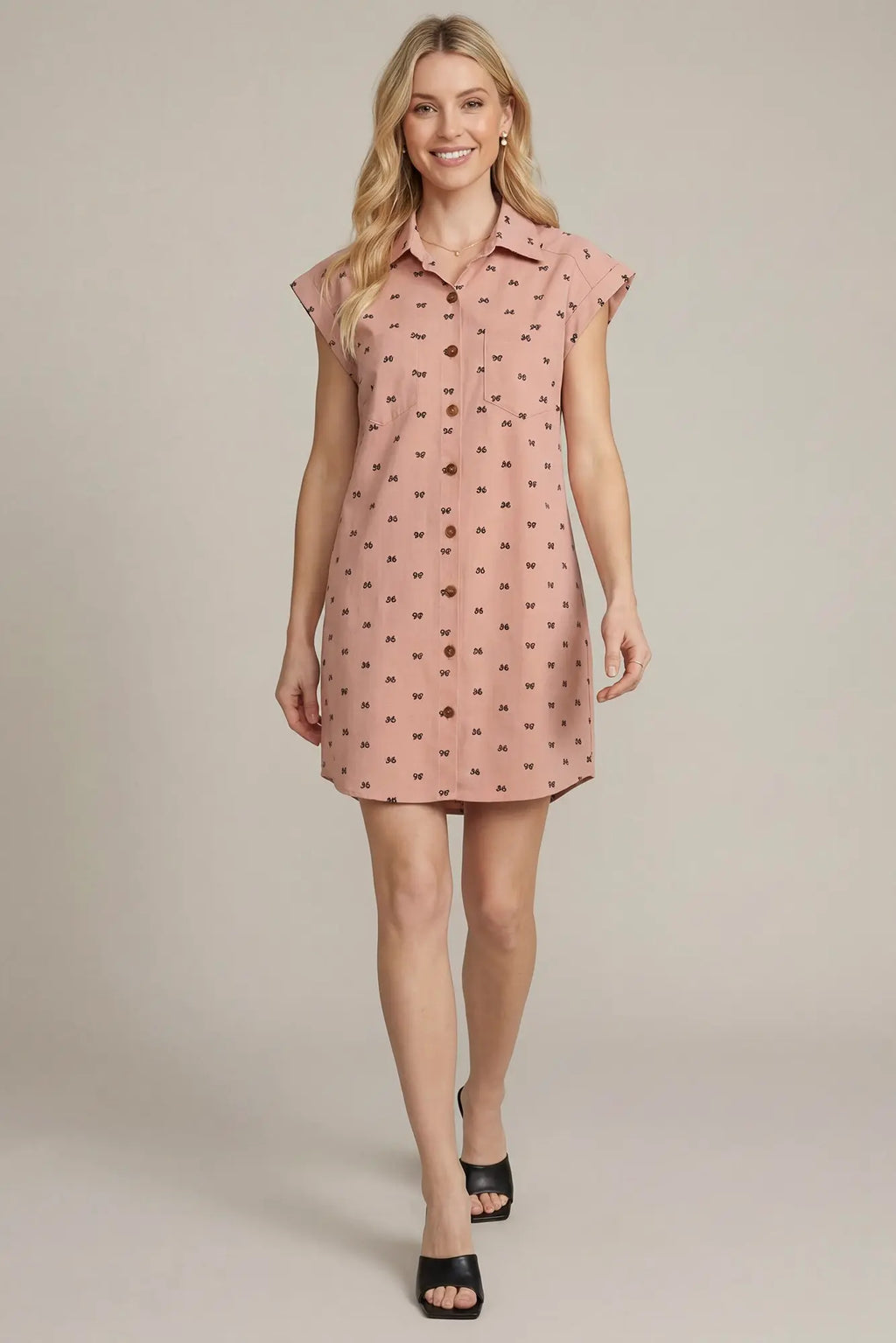 She + Sky Button Down Bow Dress