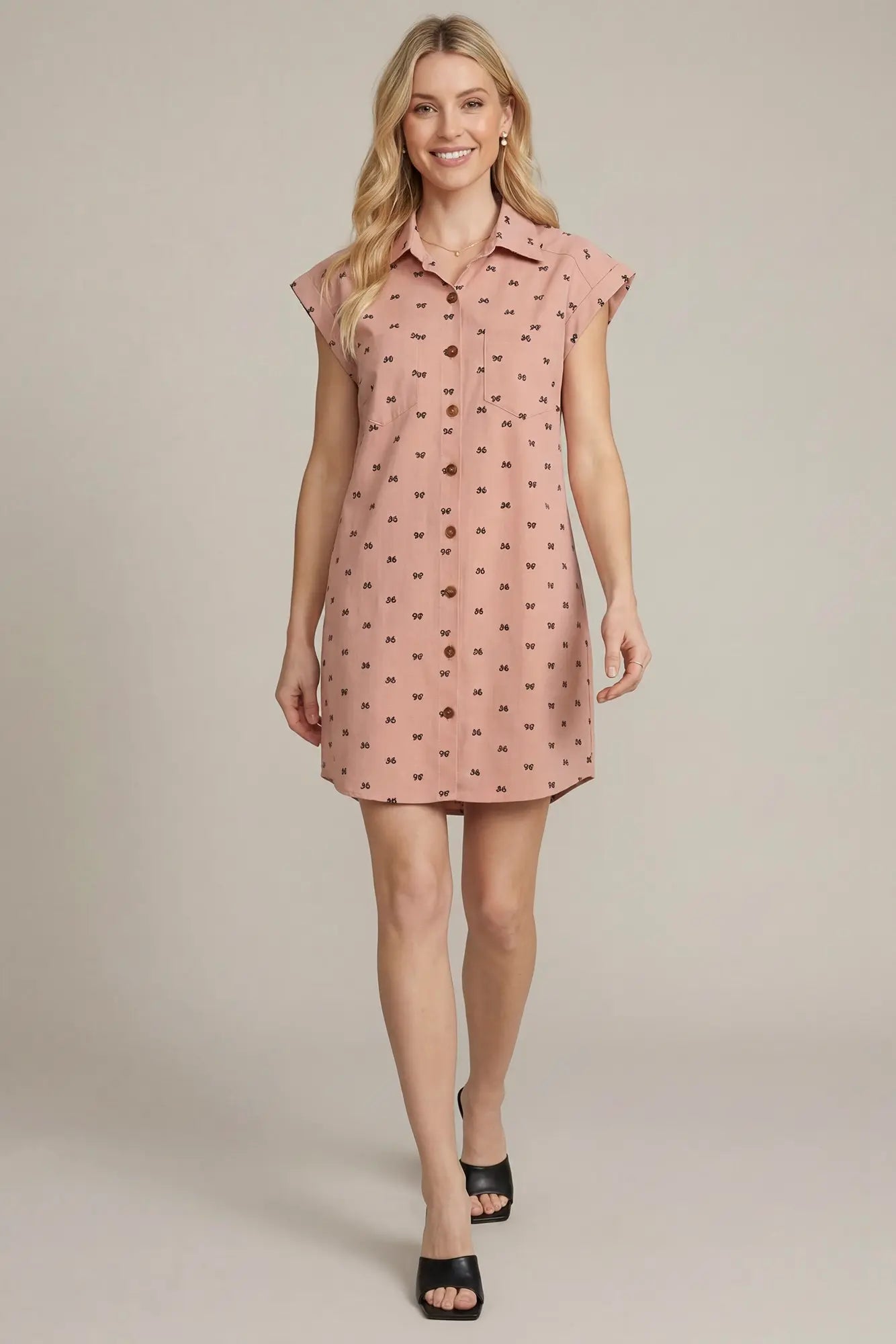 She + Sky Button Down Bow Dress