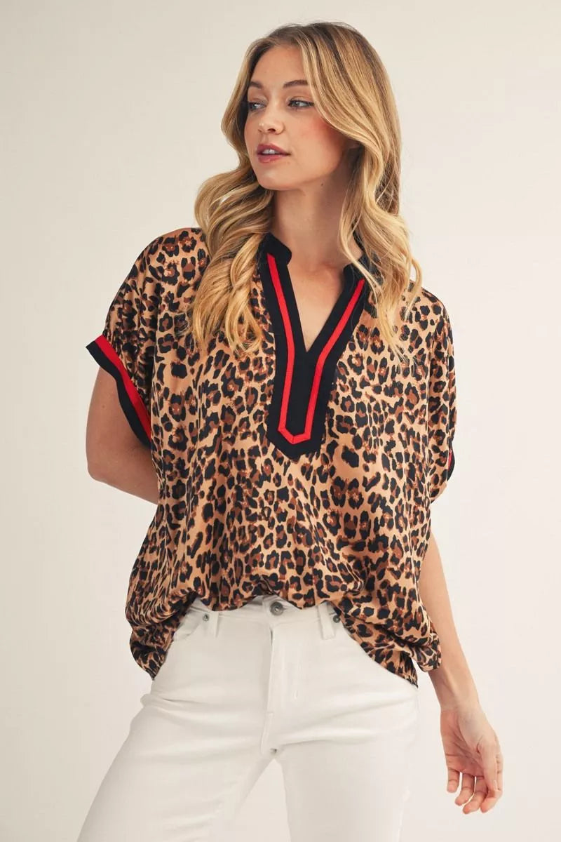 Jodifl Leopard Contrast Top