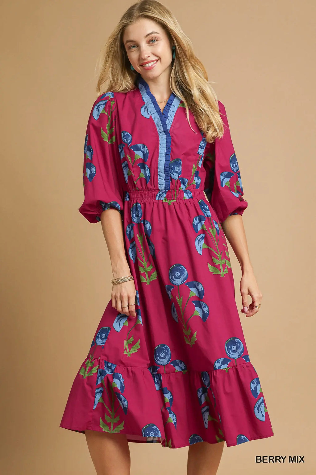 Umgee Sweet Berry Midi Dress