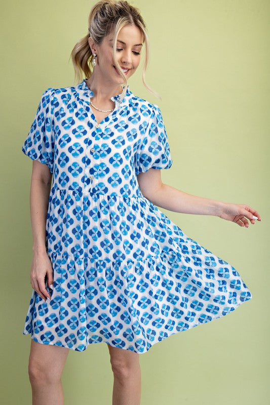 Gigio Geo Dress with Decorative Buttons