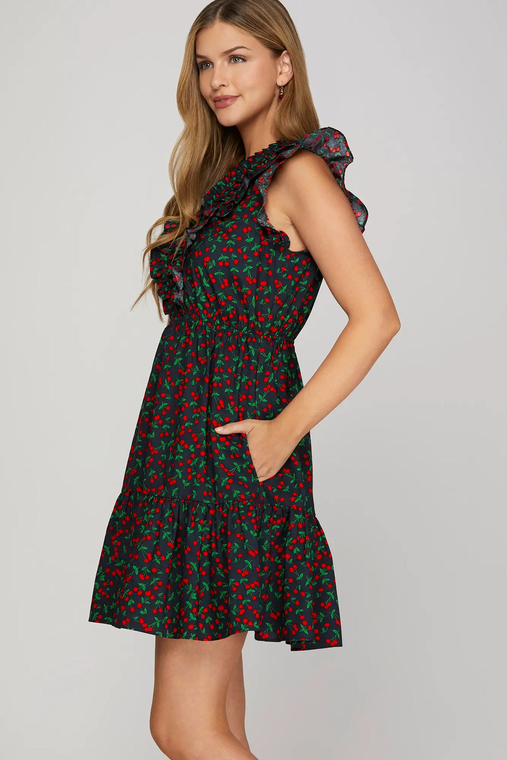 She + Sky Cherry Print Dress